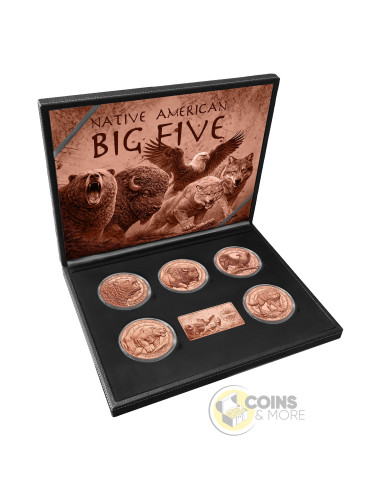 NATIVE AMERICAN BIG FIVE 6 x 5 oz Copper Coin Set Sioux Nation 2026 - Coins & More - À Venir