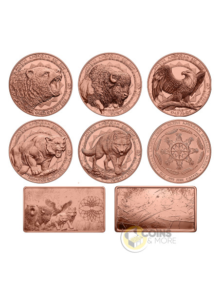 NATIVE AMERICAN BIG FIVE 6 x 5 oz Copper Coin Set Sioux Nation 2026 - Coins & More - À Venir