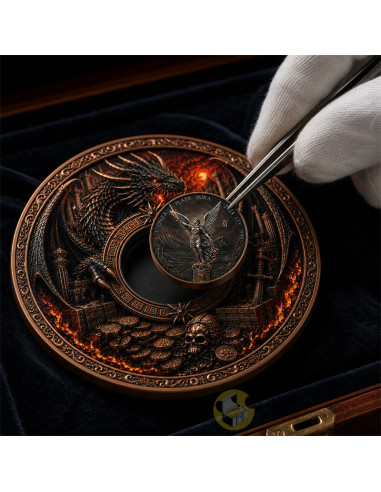 SAINT MICHAEL AND DRAGON’S HOARD 1 Kg Copper & 1 Oz Silver Libertad Mexico 2024 - Coins & More - Próximamente