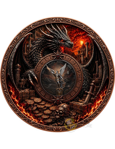 SAINT MICHAEL AND DRAGON’S HOARD 1 Kg Copper & 1 Oz Silver Libertad Mexico 2024 - Coins & More - Próximamente