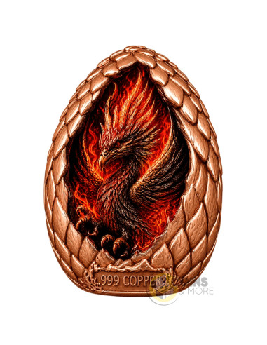 PHOENIX EGG Dome Shaped High Relief 2 Oz Copper Medal - Coins & More - Coming Soon