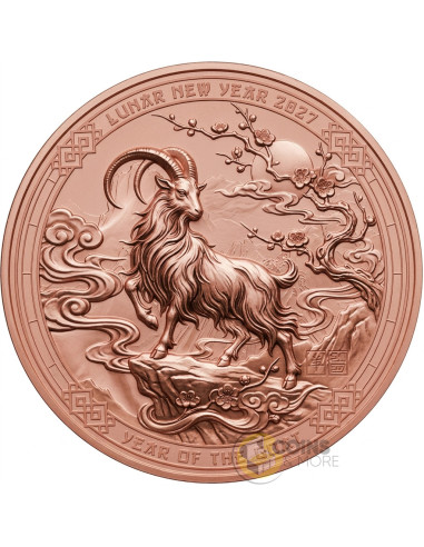 YEAR OF THE GOAT 5 Oz Colorized Copper Medal - Coins & More - À Venir