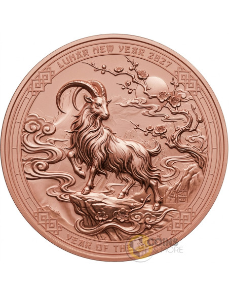 YEAR OF THE GOAT 5 Oz Colorized Copper Medal - Coins & More - À Venir