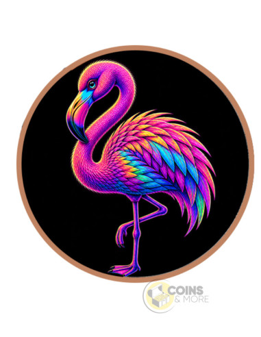 NEON FLAMINGO Mystic Night 5 Oz Copper Medal - Coins & More - Coming Soon