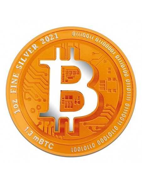 BITCOIN CYBER ORANGE Colorized 1 Oz Silver Coin 2$ Niue 2021 - Coins & More - Niue