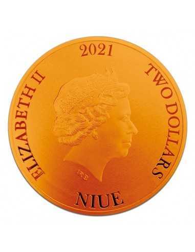 BITCOIN CYBER ORANGE Colorized 1 Oz Silver Coin 2$ Niue 2021 - Coins & More - Niue