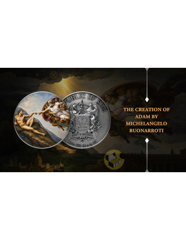 THE CREATION OF ADAM By Michelangelo Masterworks in Silver 1/2 Oz Silver Coin 1$ Republic of Sog 2026 - Coins & More - Próxim...