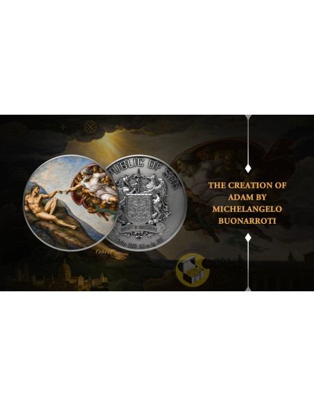THE CREATION OF ADAM By Michelangelo Masterworks in Silver 1/2 Oz Silver Coin 1$ Republic of Sog 2026 - Coins & More - Próxim...