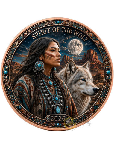 NAVAJO NATION Spirit of the Wolf Wildlife Series 1 Oz Copper Medal - Coins & More - In Arrivo