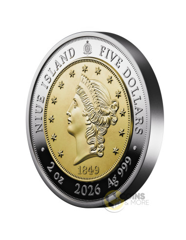1849 LIBERTY HEAD DOUBLE EAGLE Greatest US Coins 2 Oz Silver Coin 5$ Niue 2026 - Coins & More - Niue