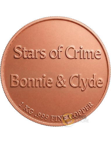 BONNIE & CLYDE Stars of Crime 1Kg Kilo Copper Medal 2026 - Coins & More - Kupfer