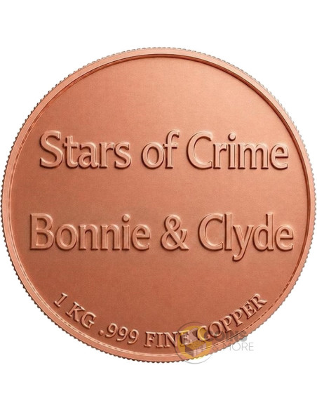 BONNIE & CLYDE Stars of Crime 1Kg Kilo Copper Medal 2026 - Coins & More - Kupfer