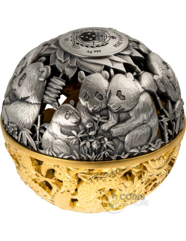 DRAGON & PANDA Filigree Spherical 2 Oz Silver Coin 5$ Samoa 2026 - Coins & More - Samoa