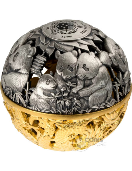 DRAGON & PANDA Filigree Spherical 2 Oz Silver Coin 5$ Samoa 2026 - Coins & More - Samoa