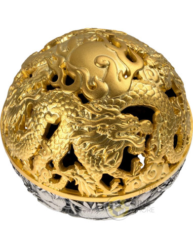 DRAGON & PANDA Filigree Spherical 2 Oz Silver Coin 5$ Samoa 2026 - Coins & More - Samoa
