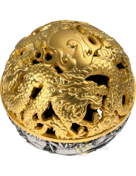 DRAGON & PANDA Filigree Spherical 2 Oz Silver Coin 5$ Samoa 2026 - Coins & More - Samoa