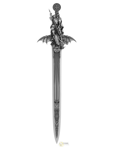 ASCALON : Sword of St. George Shaped 1 Oz Silver Coin 2 Tala Samoa 2026 - Coins & More - Próximamente