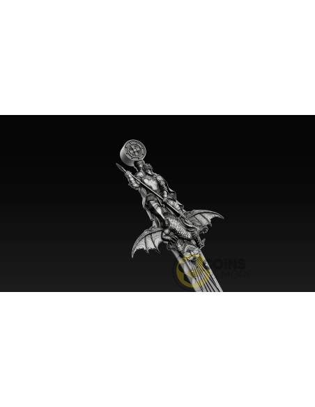 ASCALON : Sword of St. George Shaped 1 Oz Silver Coin 2 Tala Samoa 2026 - Coins & More - Próximamente