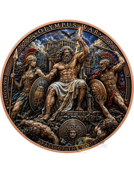 OLYMPUS WAR Fall Of The Gods 1 Kg Kilo Copper Medal 2026 - Coins & More - In Arrivo