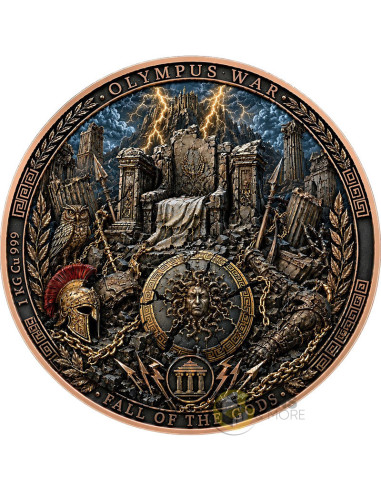 OLYMPUS WAR Fall Of The Gods 1 Kg Kilo Copper Medal 2026 - Coins & More - In Arrivo