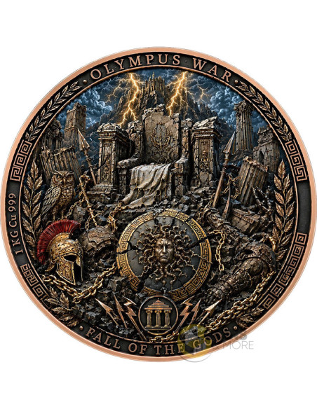 OLYMPUS WAR Fall Of The Gods 1 Kg Kilo Copper Medal 2026 - Coins & More - In Arrivo