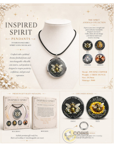 THE BEE Inspired Spirit 1 Oz Copper Pendant - Coins & More - In Arrivo