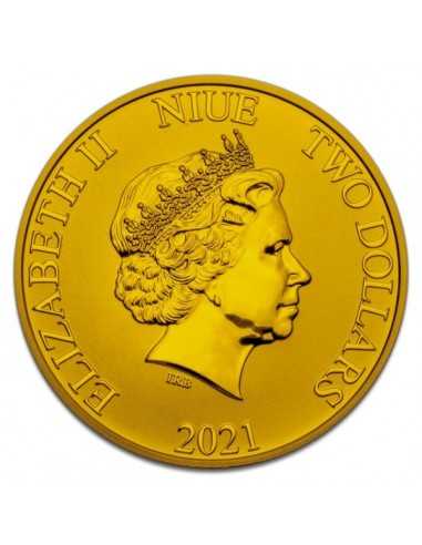 RED LOVE Donald & Daisy Colorized Silver and Gold Gilded 1 Oz Coin Disney 2$ Niue 2021 - Coins & More - Niue