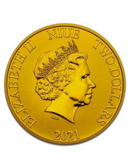 RED LOVE Donald & Daisy Colorized Silver and Gold Gilded 1 Oz Coin Disney 2$ Niue 2021 - Coins & More - Niue