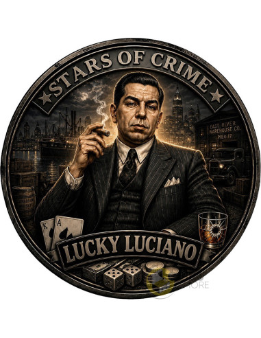 LUCKY LUCIANO Stars of Crime 1 Oz Copper Medal - Coins & More - Próximamente