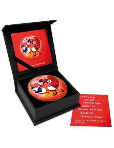 RED LOVE Donald & Daisy Colorized Silver and Gold Gilded 1 Oz Coin Disney 2$ Niue 2021 - Coins & More - Niue