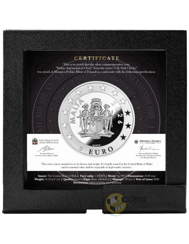 PADUA ASTRONOMICAL CLOCK City Hall Clocks 1 Oz Silver Coin 5€ Euro Malta 2026 - Coins & More - In Arrivo