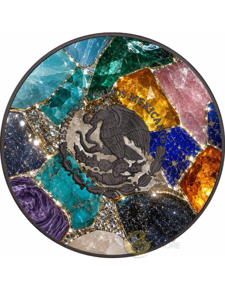 MOSAIC Precious Gemstones 1 Oz Silver Coin Mexico 2026 - Coins & More - À Venir