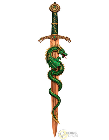 DRAGON SWORD Shaped 2 Oz Copper Medal 2026 - Coins & More - Demnächst