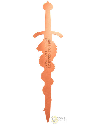 DRAGON SWORD Shaped 2 Oz Copper Medal 2026 - Coins & More - Demnächst