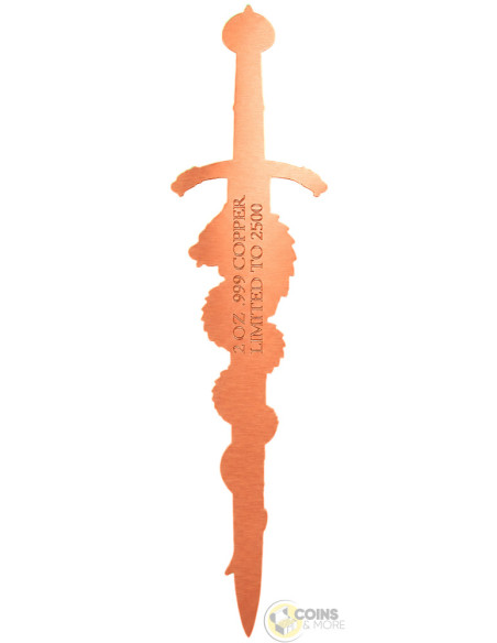 DRAGON SWORD Shaped 2 Oz Copper Medal 2026 - Coins & More - Demnächst