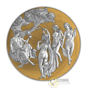 PARIS & THE THREE GRACES Gold Gilded Mythos 2 Oz Silver Coin 2000 Francs Cameroon 2026 - Coins & More - À Venir