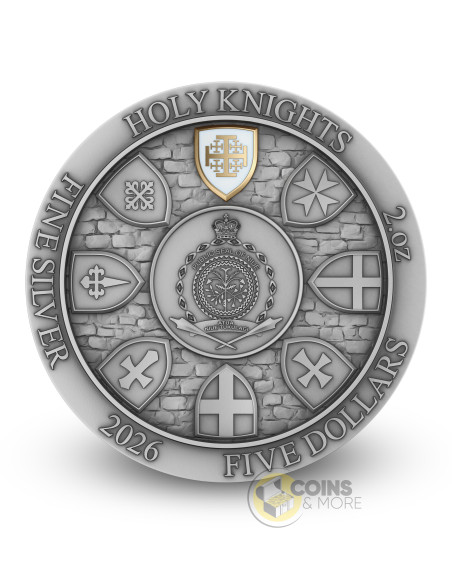 JERUSALEM KNIGHTS Holy Knights 2 Oz Silver Coin 5$ Niue 2026 - Coins & More - Próximamente