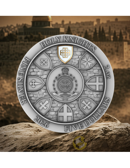 JERUSALEM KNIGHTS Holy Knights 2 Oz Silver Coin 5$ Niue 2026 - Coins & More - Próximamente