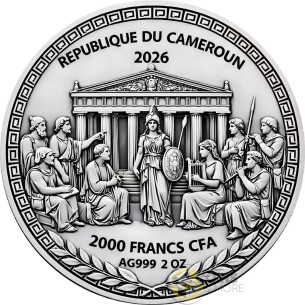 LEDA AND THE SWAN Ancient Greek Mythology 2 Oz Silver Coin 2000 Francs Cameroon 2026 - Coins & More - In Arrivo 2