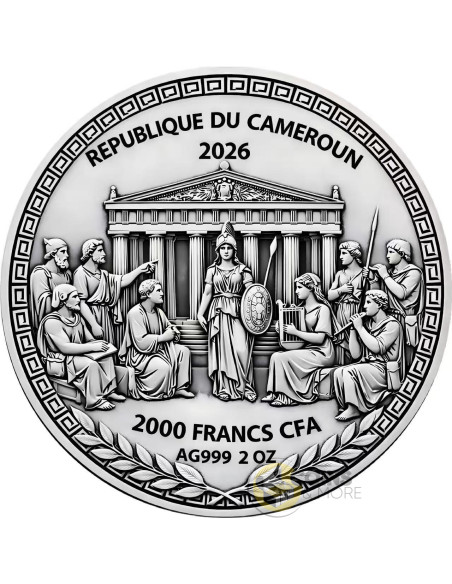 LEDA AND THE SWAN Ancient Greek Mythology 2 Oz Silver Coin 2000 Francs Cameroon 2026 - Coins & More - In Arrivo