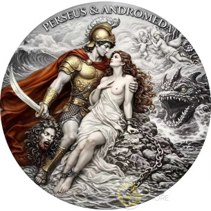 PERSEUS AND ANDROMEDA Ancient Greek Mythology 2 Oz Silver Coin 2000 Francs Cameroon 2026 - Coins & More - In Arrivo 2