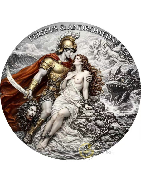 PERSEUS AND ANDROMEDA Ancient Greek Mythology 2 Oz Silver Coin 2000 Francs Cameroon 2026 - Coins & More - À Venir
