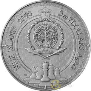 QUEEN'S GAMBIT Chess Battle 3 Oz Silver Coin 7$ Niue 2026 - Coins & More - Próximamente 2
