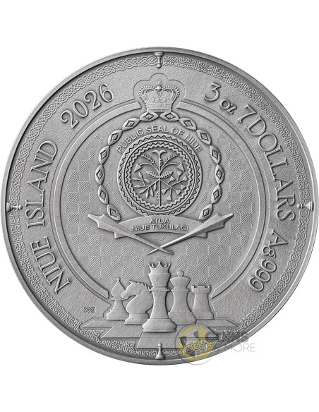 QUEEN'S GAMBIT Chess Battle 3 Oz Silver Coin 7$ Niue 2026 - Coins & More - Próximamente