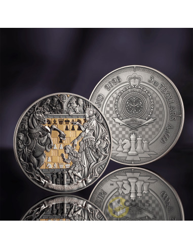 QUEEN'S GAMBIT Chess Battle 3 Oz Silver Coin 7$ Niue 2026 - Coins & More - Próximamente
