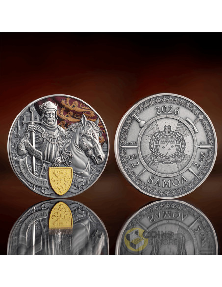 RICHARD THE LIONHEART Legends of Battlefield 2 Oz Silver Coin 2$ Samoa 2026 - Coins & More - À Venir