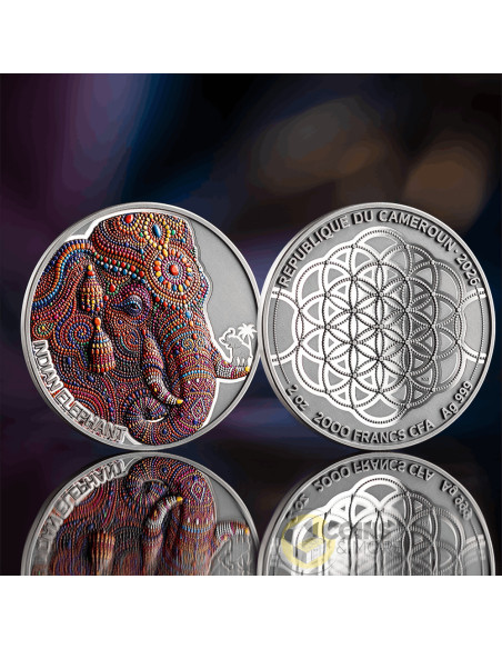 INDIAN ELEPHANT Patterns of the World 2 Oz Silver Coin 2000 Francs Cameroon 2026 - Coins & More - Próximamente