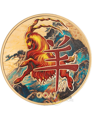 YEAR OF THE GOAT Lunar Zodiac Golden Collection Silver Coin 500 Francs Cameroon 2027 - Coins & More - À Venir