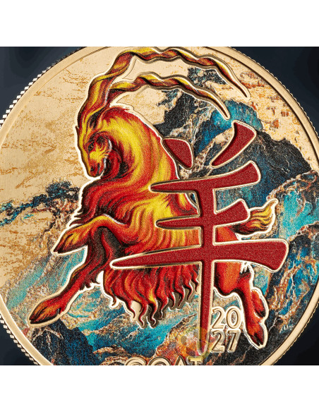 YEAR OF THE GOAT Lunar Zodiac Golden Collection Silver Coin 500 Francs Cameroon 2027 - Coins & More - À Venir