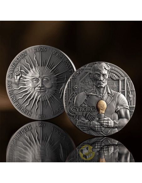 CYBORG Dual Essence 2 Oz Silver Coin 2000 Francs Cameroon 2026 - Coins & More - Próximamente